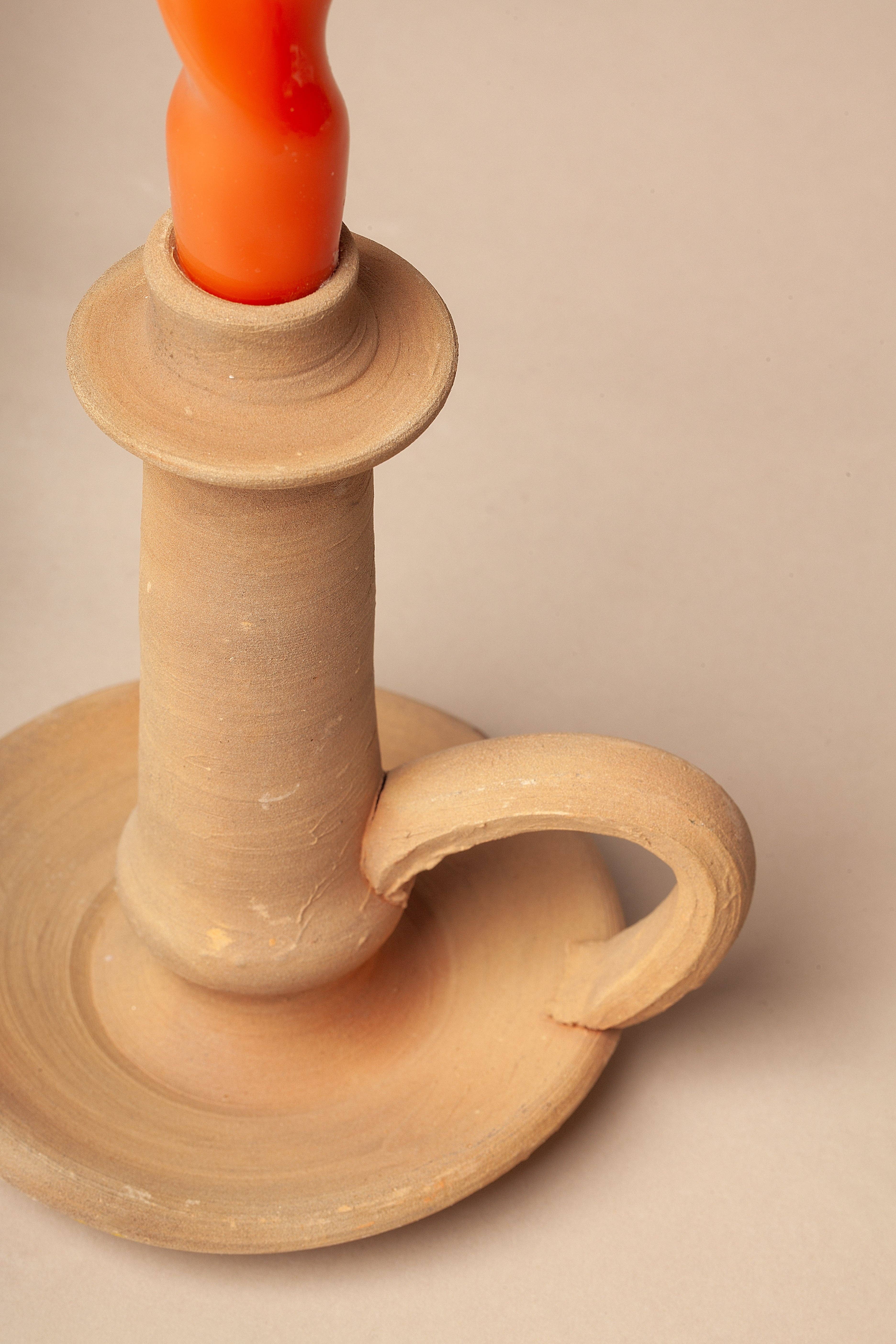 Eturel Madrid - Wholesale Candelabra - Clay handle candlestick with plate4