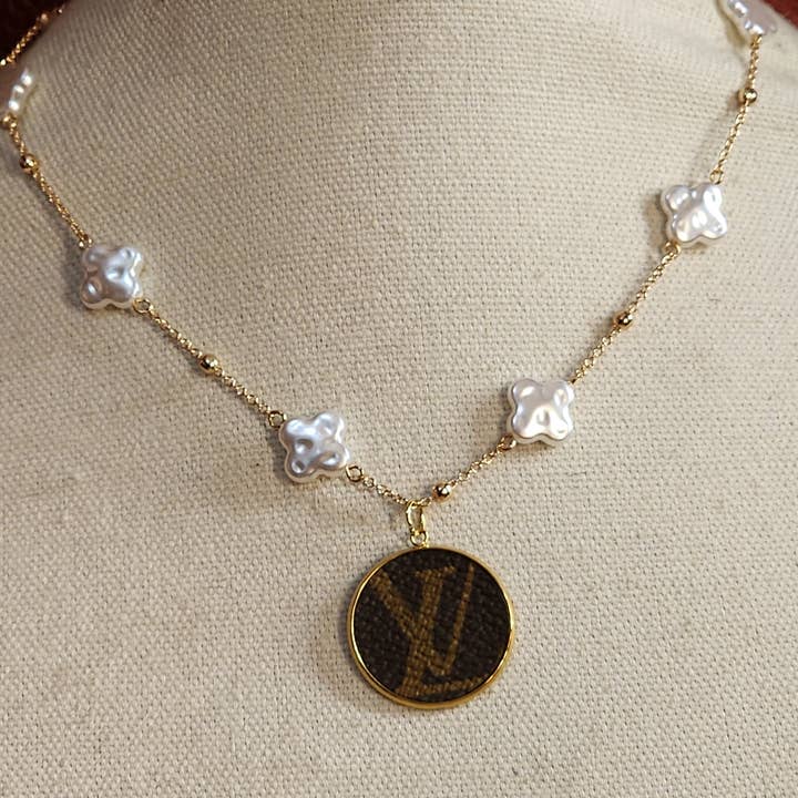 Upcycled LV clover necklace for wholesale by Upcycled Always & Forever accessories