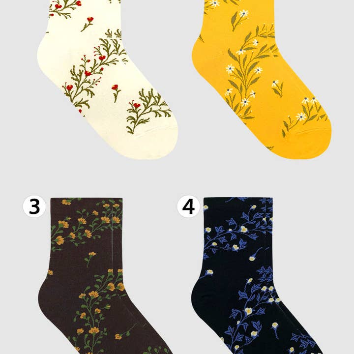 7DAYSSOCKS - Vente Chaussettes – femme - Chaussettes Crew Twist Flower pour femmes3