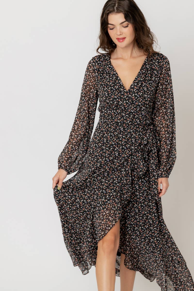 En Crème - Wholesale Dress - Women's - Floral Print Wrap Maxi Dress3