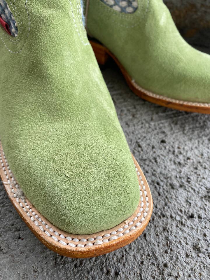 Size 9 Apple Green / Blue Knit Rancherr Rodeo Boot for wholesale by Rancherr Boots
