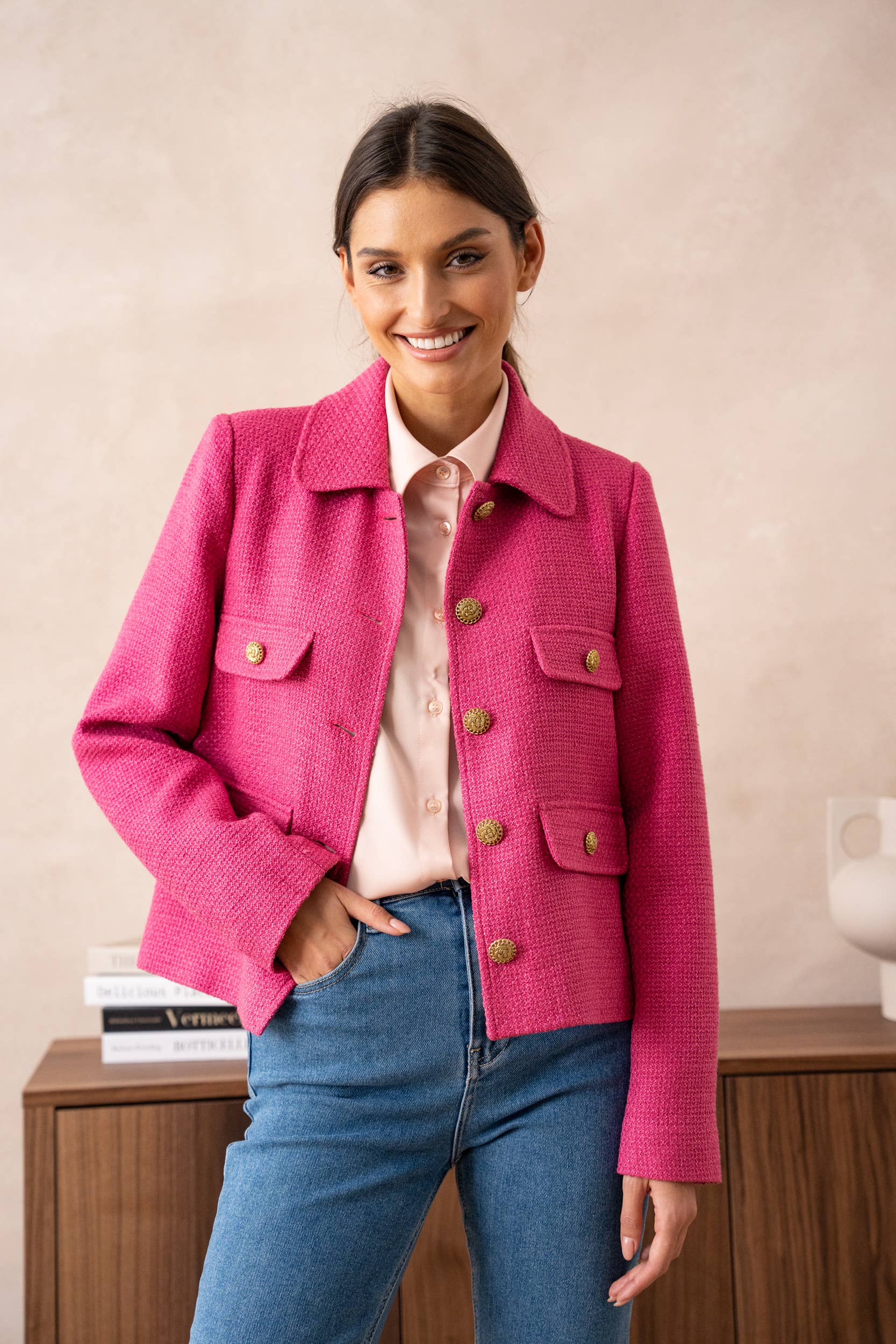 Attentif Paris - Wholesale Jacket - Women's - Straight cut plain tweed jacket25