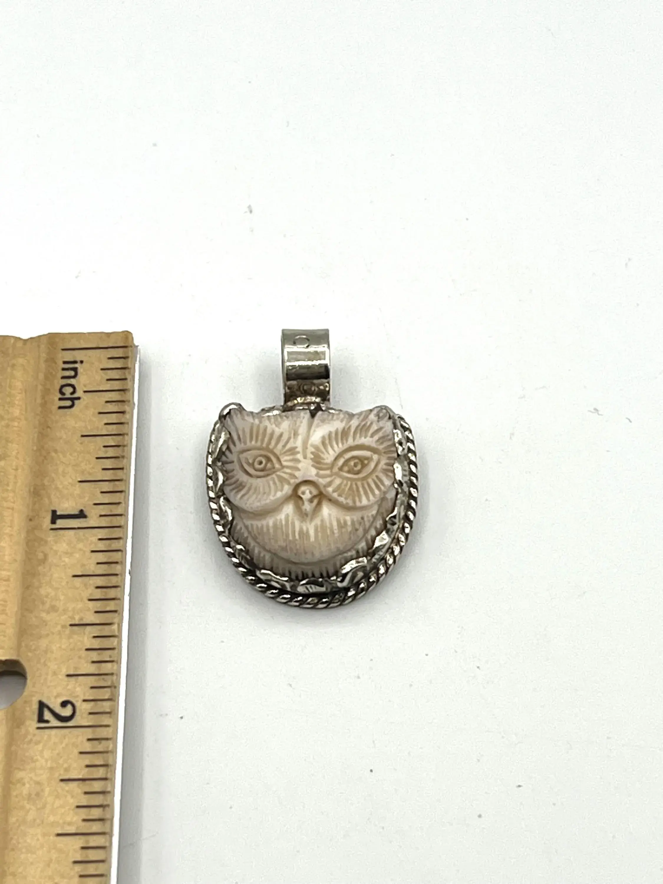 GTG Gems Corp - Wholesale Individual Charm/Pendant - Animal hand carved bone  Pendant with Owl, Handcrafted1