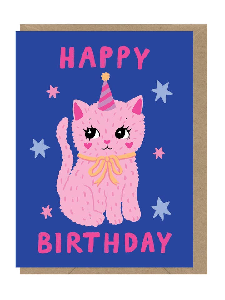 Carte Mini Chat Anniversaire LITT2 pour la vente par Earlybird Designs
