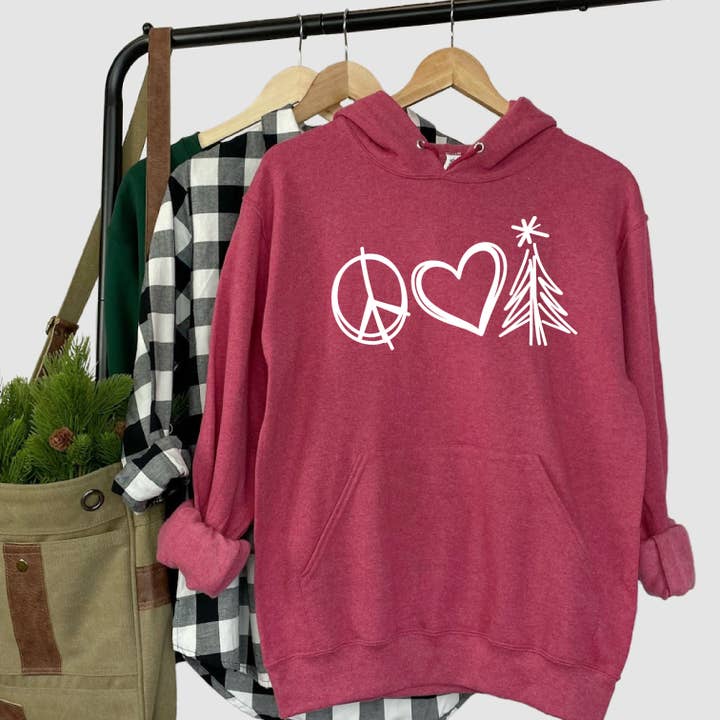 CHRISTMAS Peace Love Tree, WHITE, HOODIE, CASE for wholesale by Top Crate