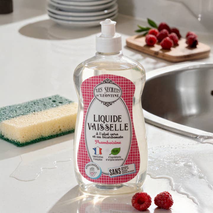 Liquide vaisselle mains Framboisine - Flacon 500 ml pour la vente par Les Secrets de Léontine