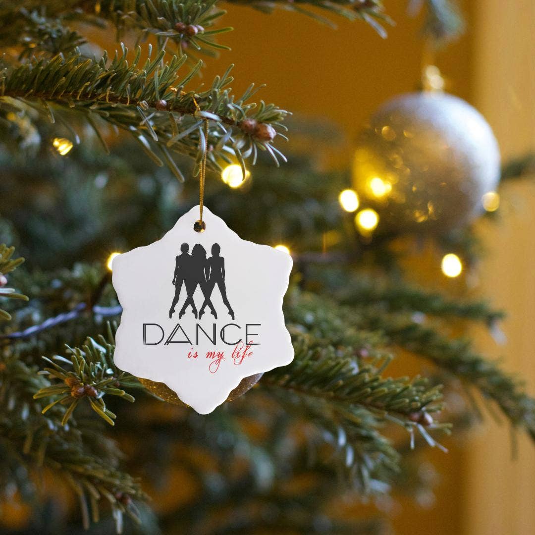 3dRose - Wholesale Ornament - 3dRose, Three female figures of black color. Text Dance is my life on white, Ornament6