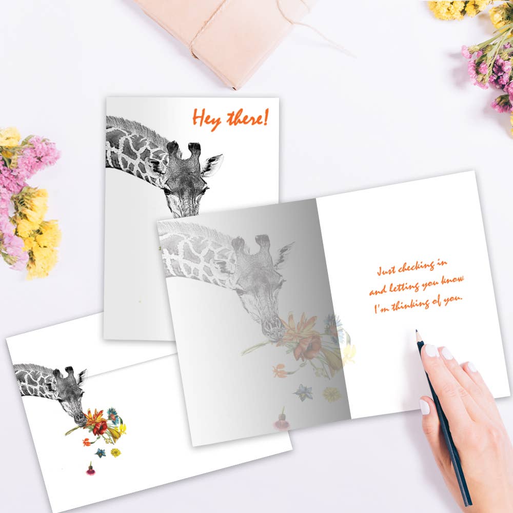 Tree-Free Greetings - Wholesale Everyday Greeting Card - Checking In Giraffe Support & Encouragement 146351