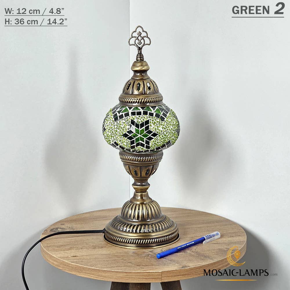 Mosaic Lamps - Vendita all'ingrosso Lampada da scrivania/d'accento - Lampada da tavolo turca a mosaico media con globo, artigianale, disponibile in 10+ colori15