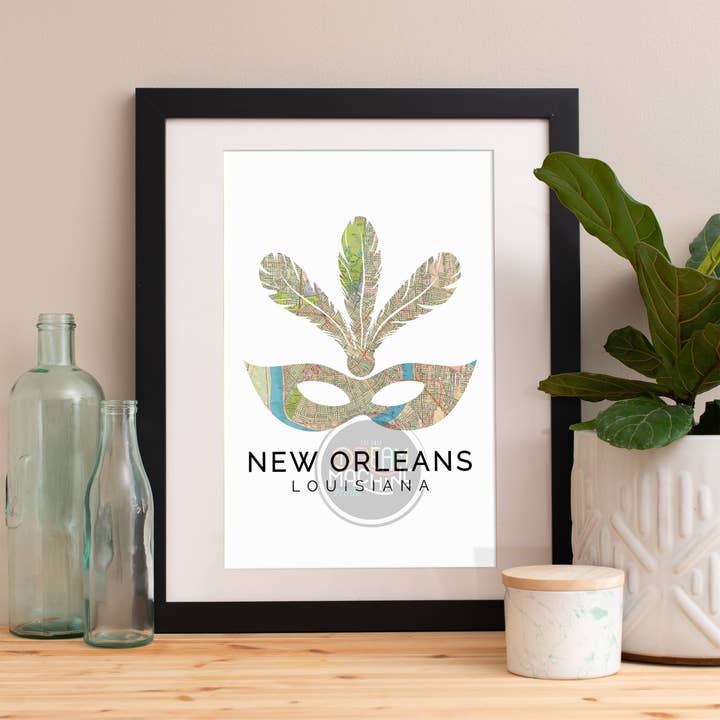 New Orleans Print, New Orleans Skyline, New Orleans Art, New Orleans Poster, New Orleans Watercolor, New Orleans Art Print, New Orleans Map MapSymbol47 for wholesale by DreamMachine Prints