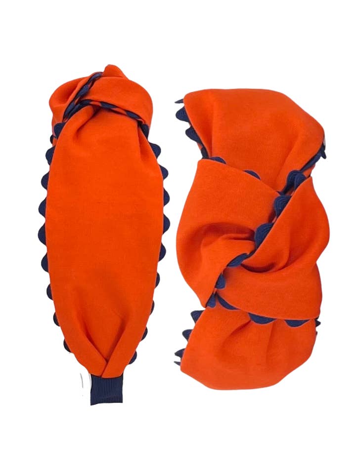 Navy Scallop on Orange for wholesale by Pretty Happies