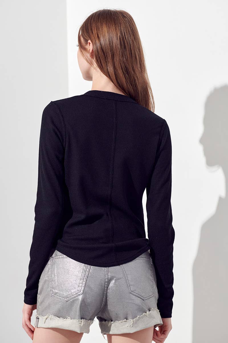 Petal Dew – Großhandel Strickoberteil – Damen – Langarmshirt mit Waffelmuster P0009614