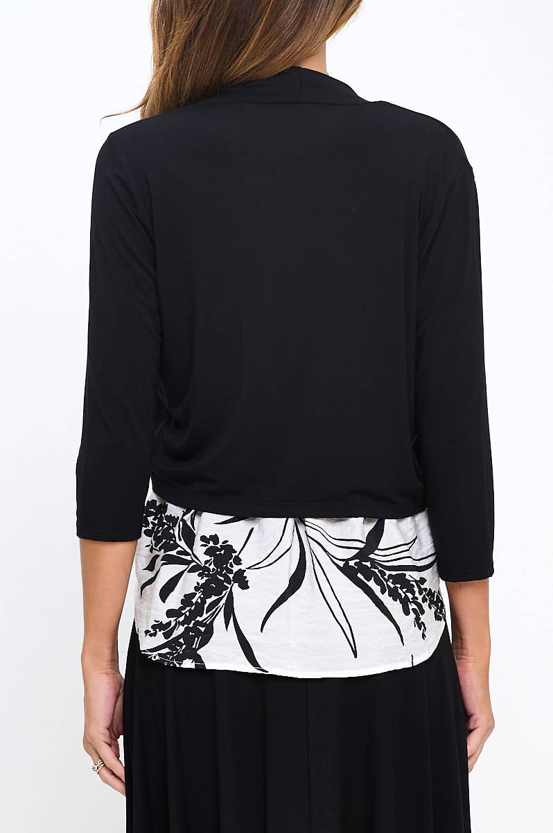 Black Made in USA Modal Open Front Bolero Cardigan for wholesale on Faire3