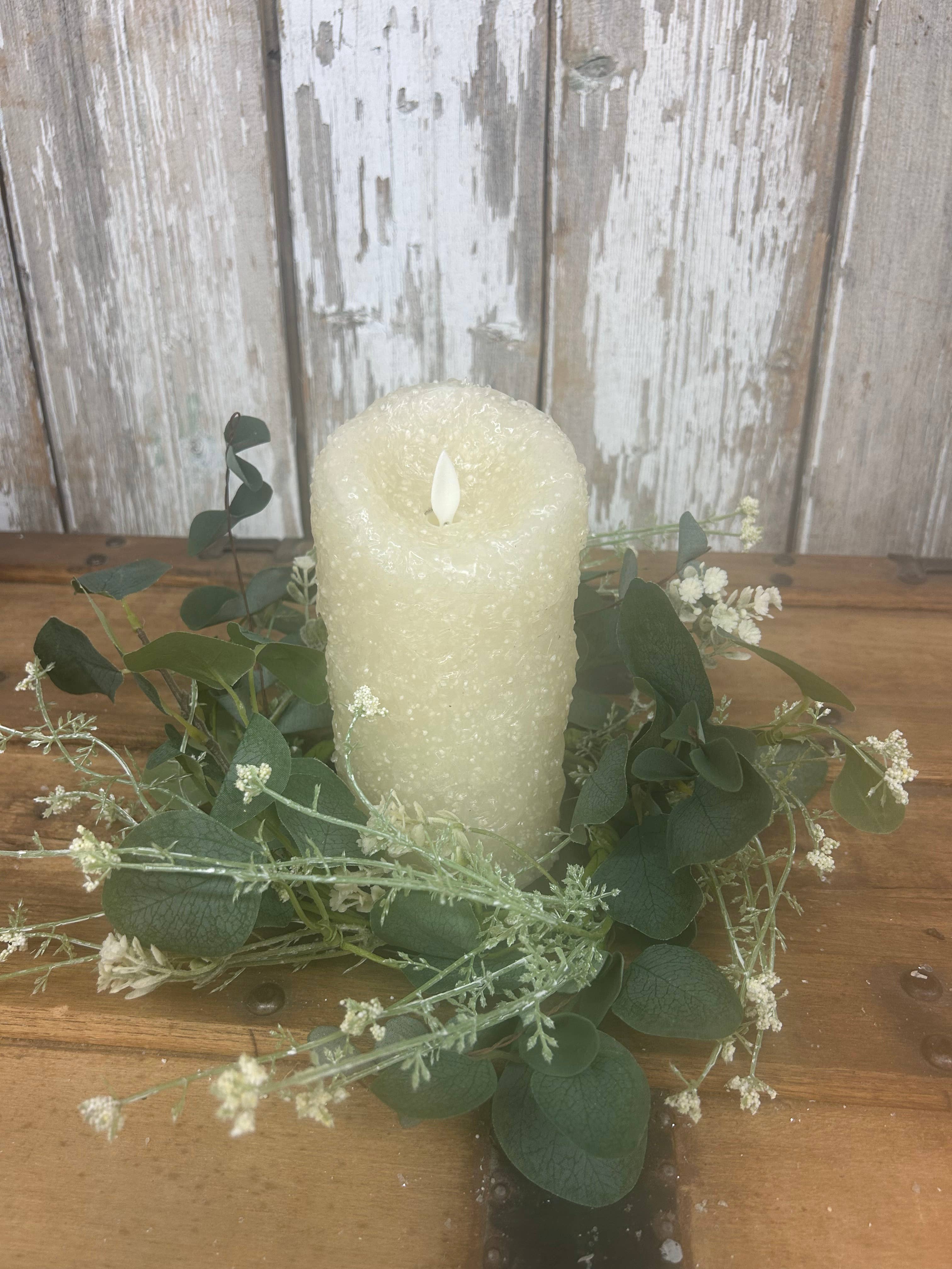 Vickie Jean's Creations Inc - Wholesale Artificial Flowers - Silver Dollar Eucalyptus Candle Ring1