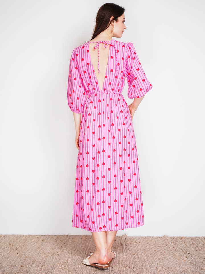 NOELINE – wholesale Dress – Women's – Printed cotton gauze dress 2394-HEART7