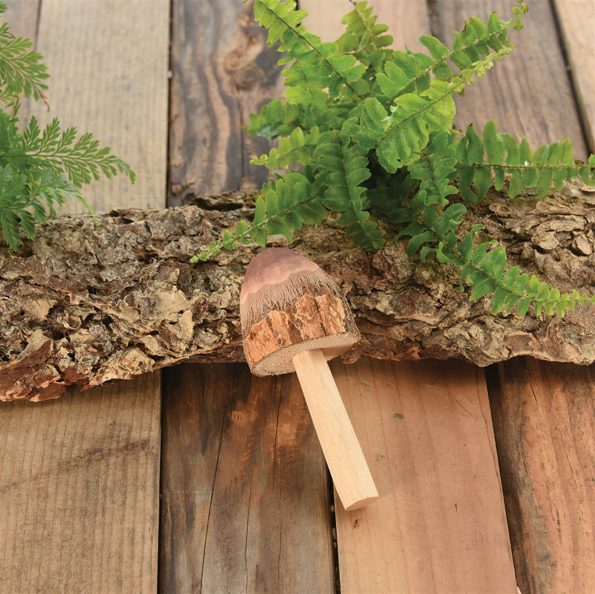 HomArt – Objeto de mesa decorativo por atacado – Cogumelo de madeira marrom esculpido à mão3