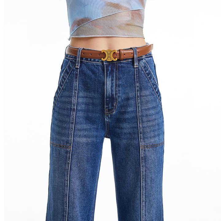 DEEP SEA SUPER HIGH RISE WIDE LEG JEANS(FINISHED HEM,SLIT) BYW8084 for wholesale on Faire