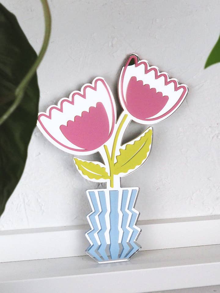 Zig Zag Flowers Mirror for wholesale by Printed Weird