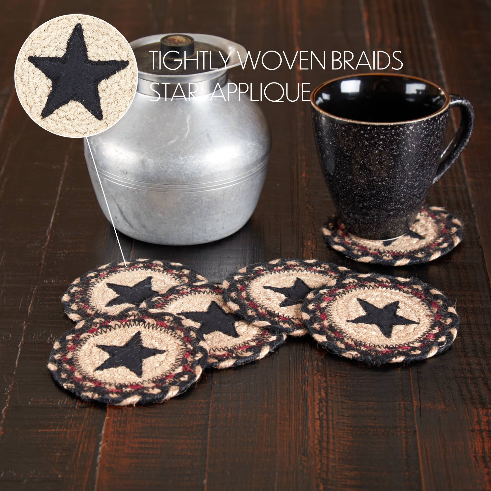 VHC Brands - Wholesale Coasters - Colonial Star Jute Coaster Set of 63