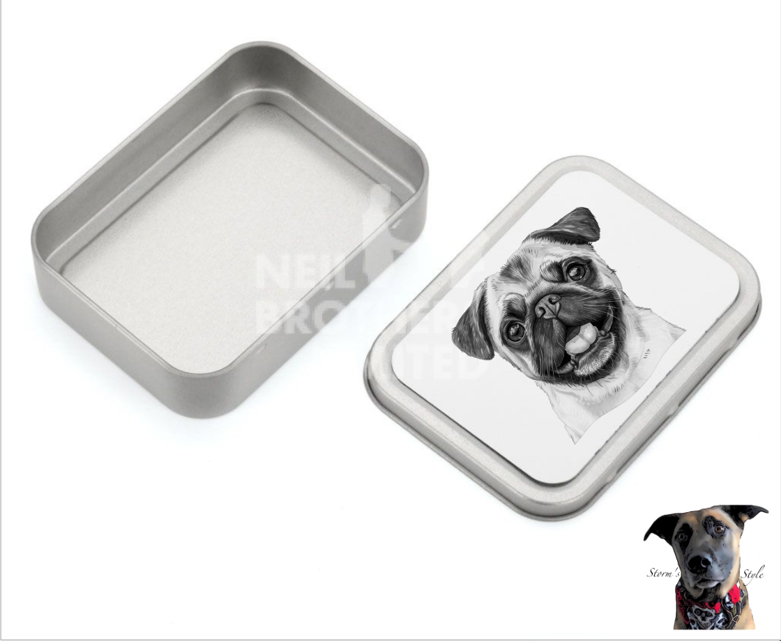 Storms Style - Vente Bocal à friandises – chien - Boîte à friandises en métal pour petit chien noir et gris - de nombreuses races40