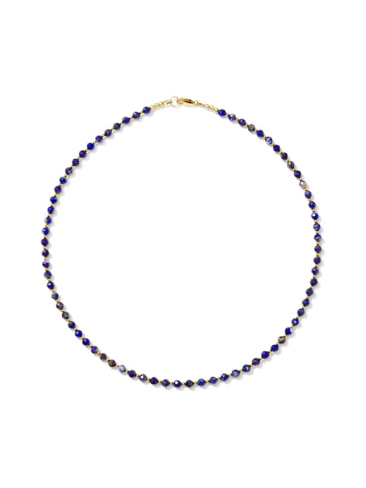 Elley Gemstone Necklace - 14K Gold Filled & Lapis Lazuli for wholesale by Kaylie Dawn Jewelry