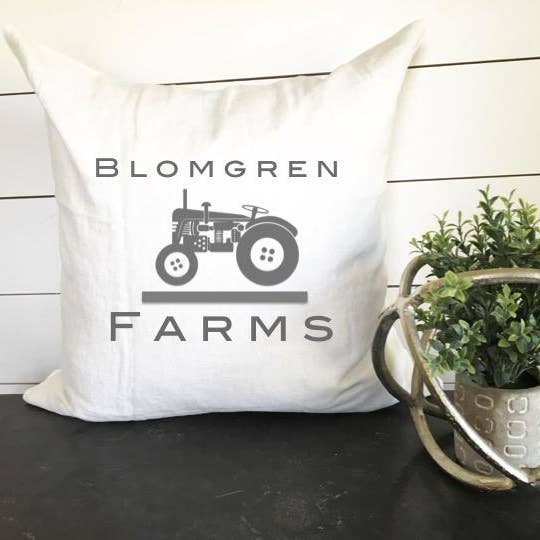 Personalized Farms Pillow With Tractor for wholesale by Design District Co