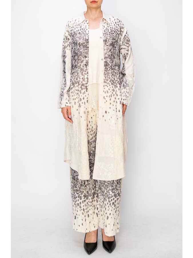 LEO ROSE Relaxed Longline Jacket With Lace Details & Pockets - 4690 BG/LEOROSE for wholesale on Faire1