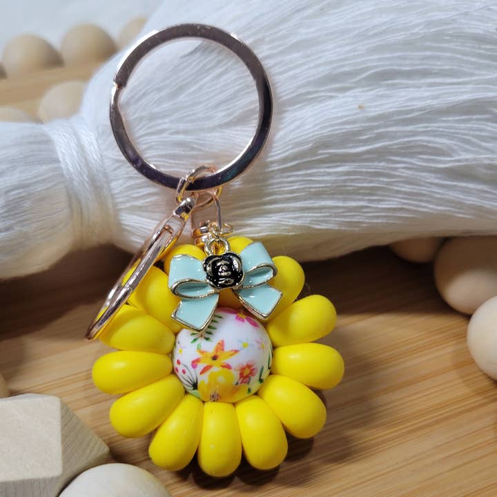 Yellow Silicone Flower Keychain, Flower Keychain, Key Holder for wholesale by LydiaAndCoShop