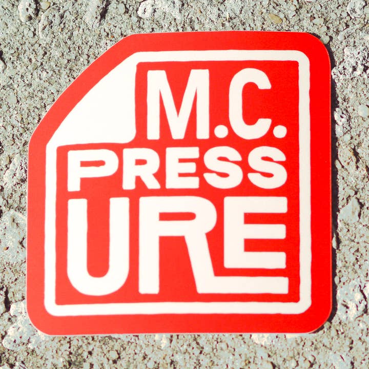 M.C. Pressure Square Red Logo Sticker for wholesale by M.C. Pressure