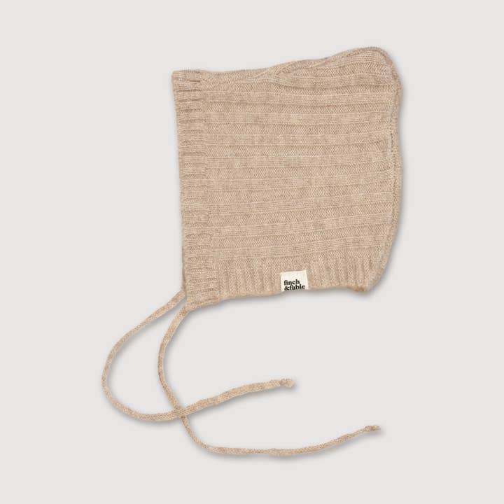 Wool Knitted Bonnet - Oat for wholesale by Finch & Fable