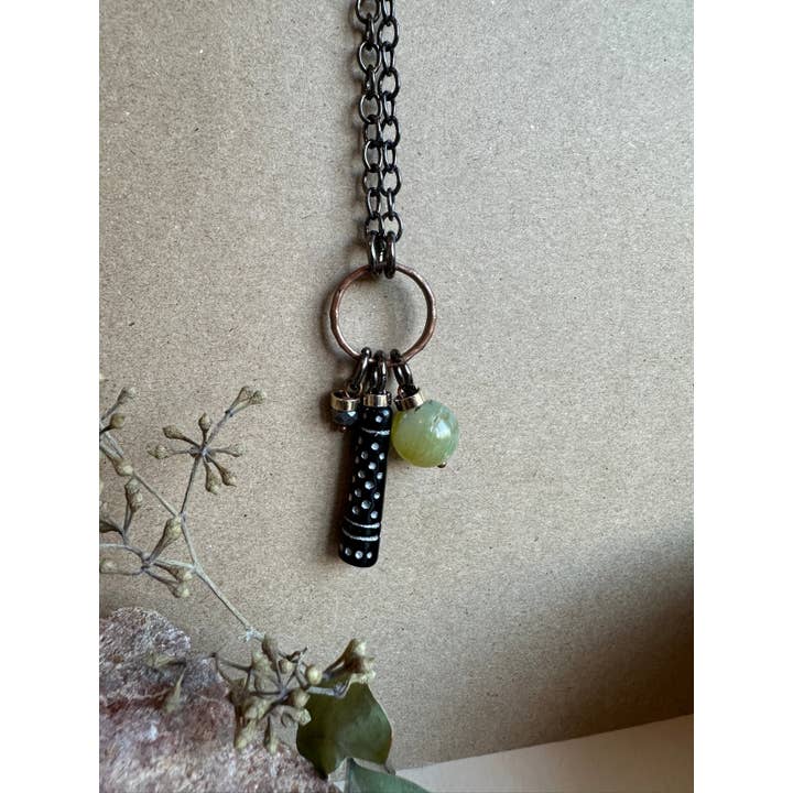 Dakini Tibetan Glass + Gemstone Necklace for wholesale by Reclaimed & Co. Jewelry