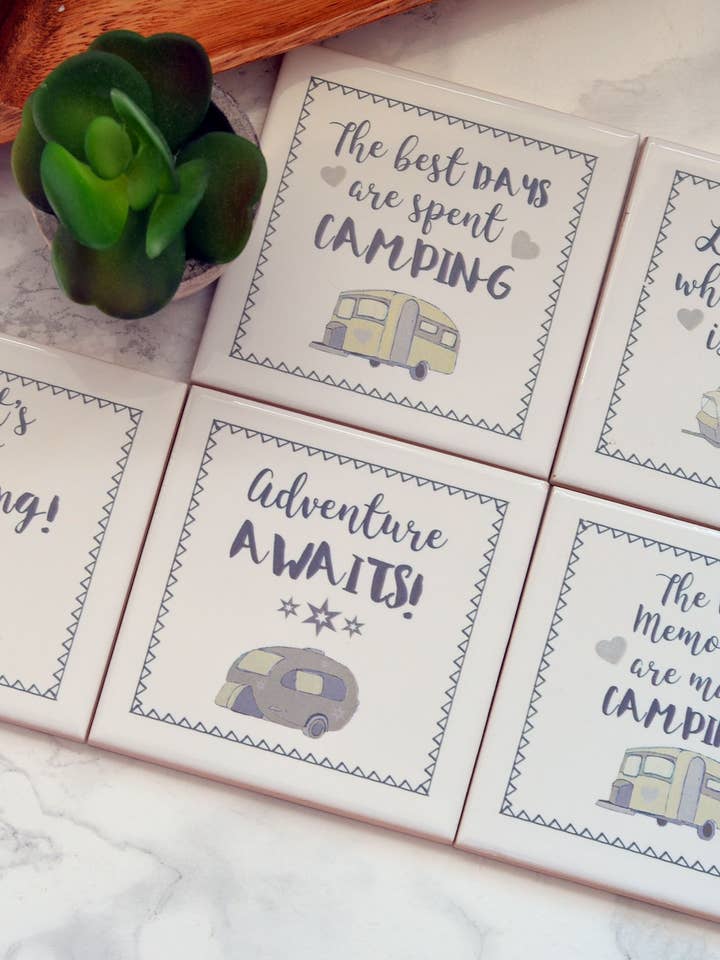Caravan Quotation Coaster for wholesale by Dimbleby Ceramics