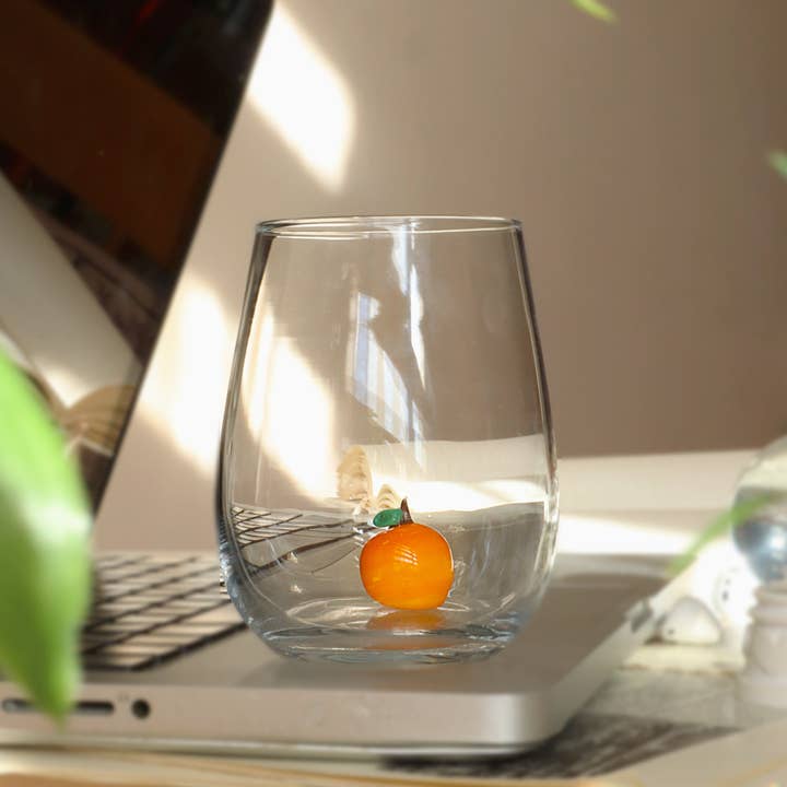 Adamodart - Vente Verre/tasse - Verre sans tige avec figurines de fraise et abricot