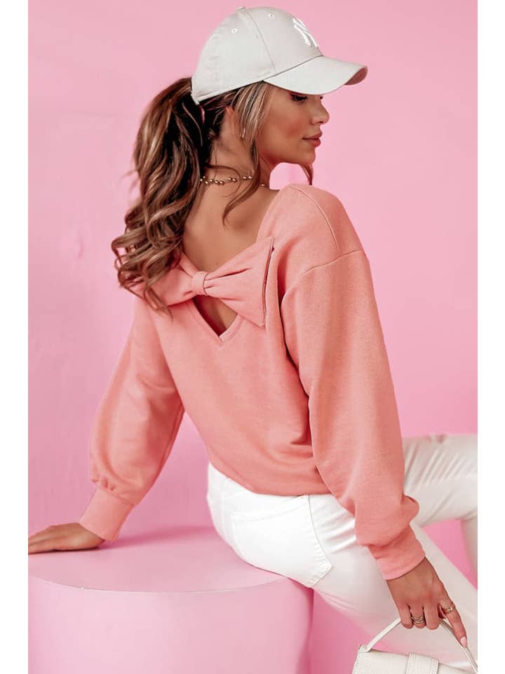 Amaryllis Apparel - Wholesale Sweatshirt - Women's - Back Bowknot Sweatshirt14