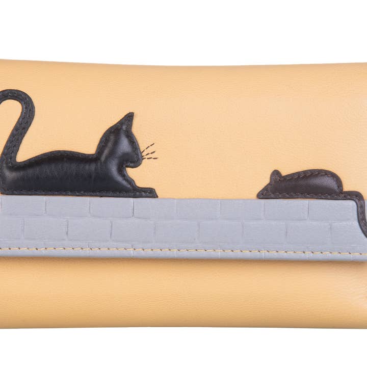 Cat & Mouse Large Tri Fold Purse - 3626 95 for wholesale by Mala Leather