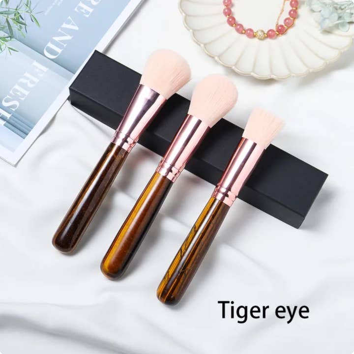 Crystolver (We Cover All Import Fees) - Vendita all'ingrosso Set di pennelli da trucco - Set di Pennelli Trucco con Manico in Pietra Preziosa12