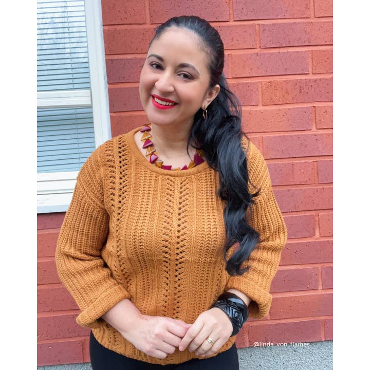 Mak - Wholesale Knit Sweater - Women's - Leaf Crochet Detailed Rolled Up Sleeve Sweater HB205224