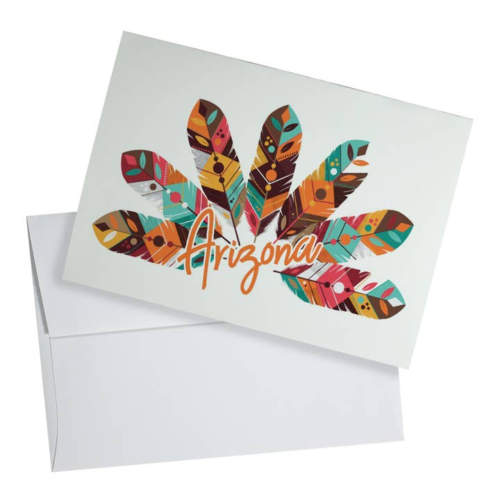 Notecard 87441 Arizona Colorful Feathers Tribal Inspired for wholesale by Lantern Press