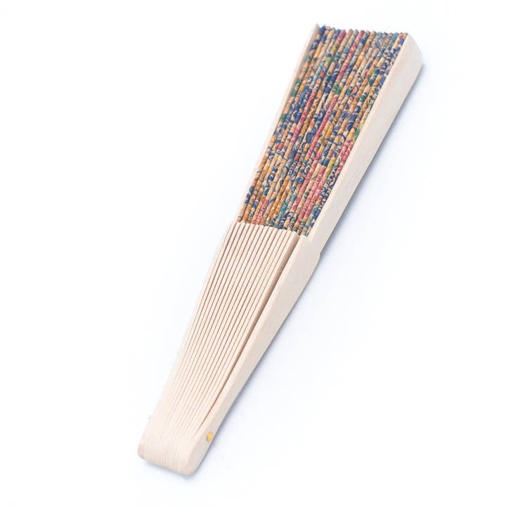 Meninas Bonitas Cork - Wholesale Handheld Folding Fan - 12units-Cork Antique Wooden Folding Hand Fan L-566-H-12
