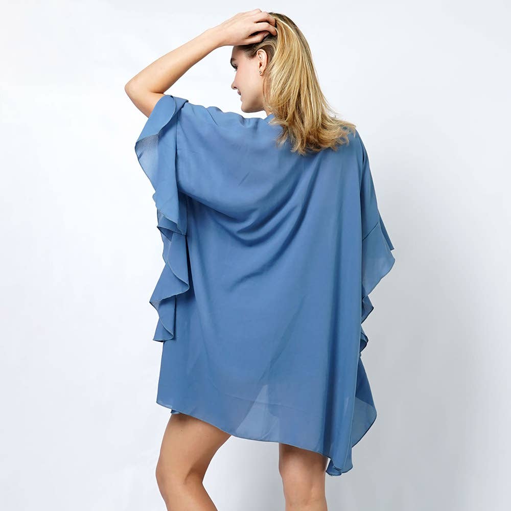 Sensibling Corp. - Wholesale Kimono - Women's - Chiffon Ruffle Kimono Poncho5