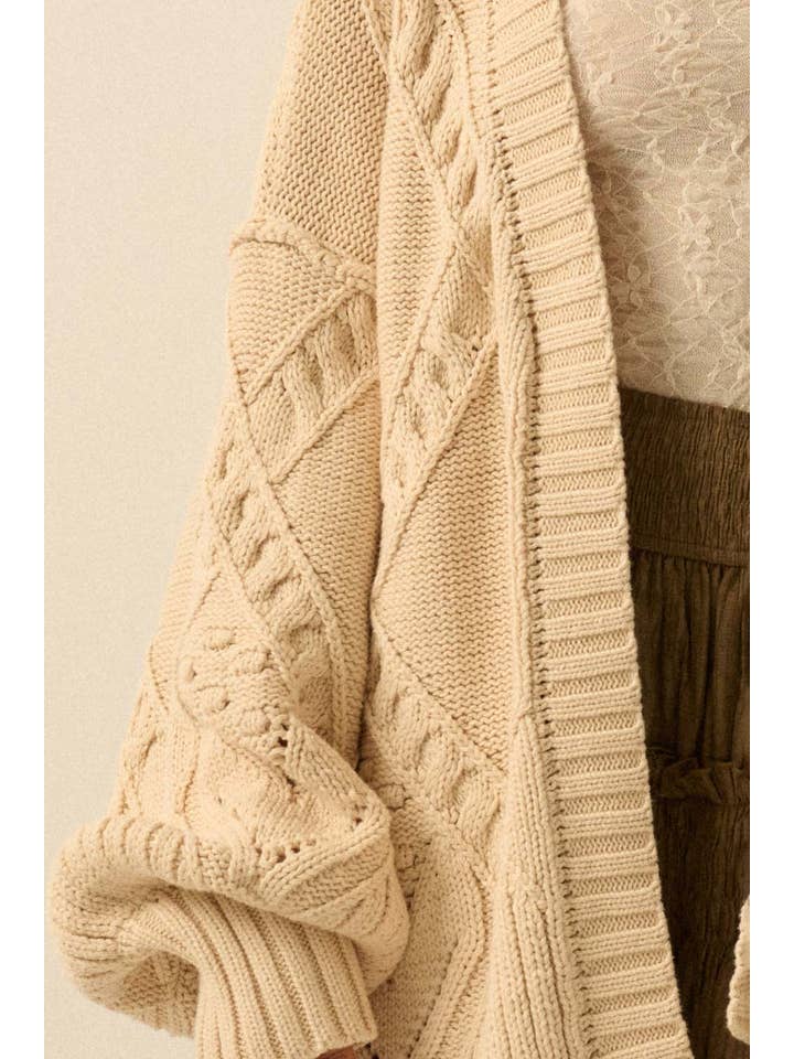 Promesa USA - Wholesale Cardigan – Women’s - Cable-Knit Oversize Balloon-Sleeve Cardigan1