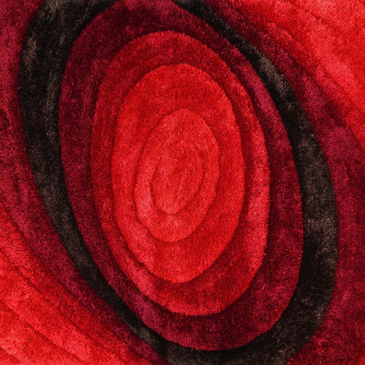 Amazing Rugs – Großhandel Teppichvorleger – 3D Shaggy Handgetufteter Flächenteppich, Rot/Schwarz1