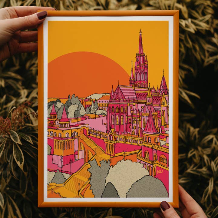 Lámina artística de Budapest, arte con temática de viajes para venta al por mayor de Freya Niamh