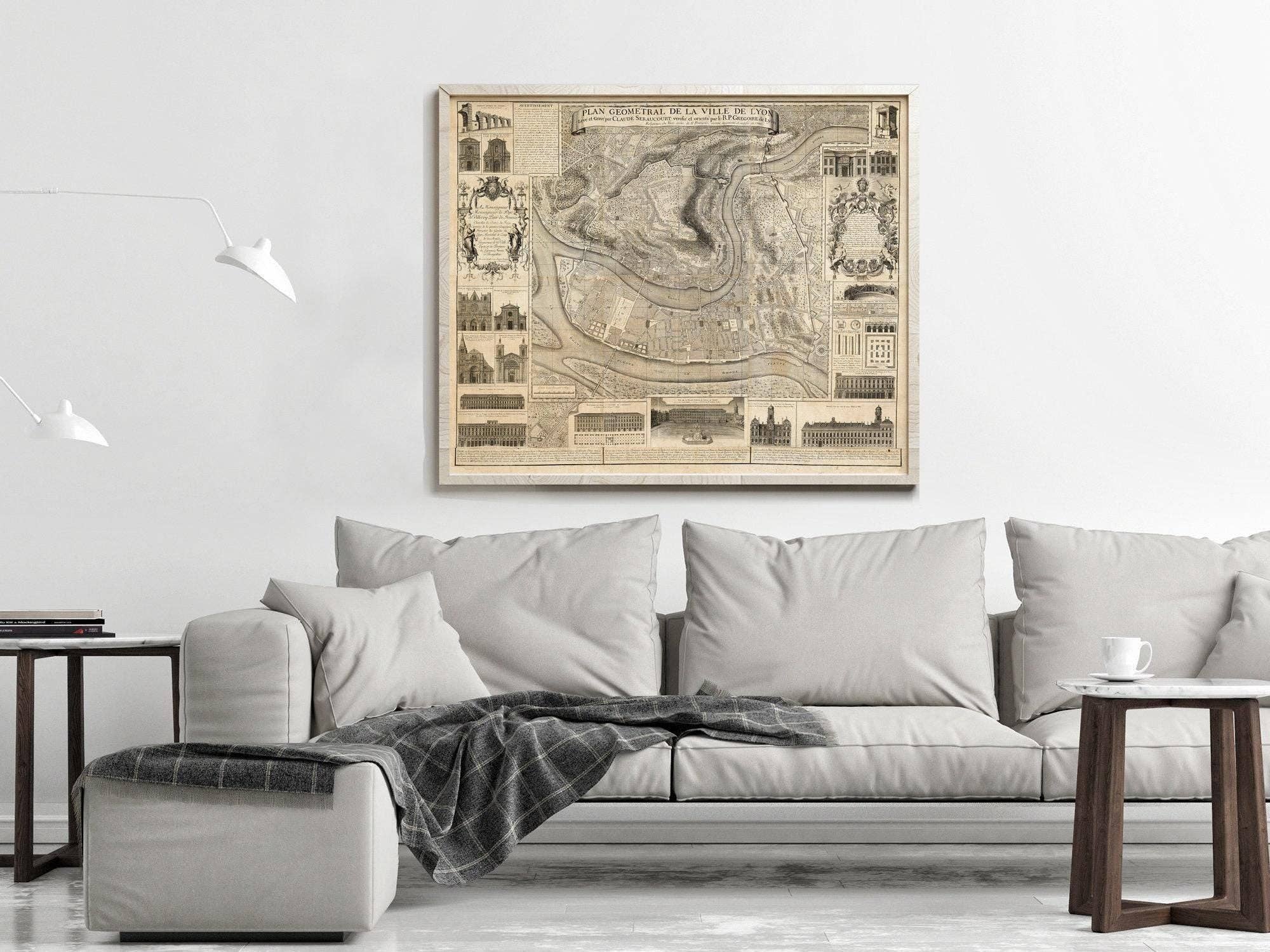OldCityPrints - Old Maps and Posters – wholesale Art print – Old Map of Lyon France 1740 Vintage Map of Lyon | Vintage Map Wall Art Print1