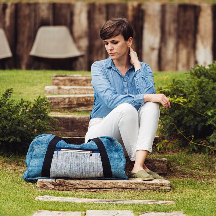 Bag: Handwoven hemp from antique grain sack - BG232 for wholesale by Lineage Botanica