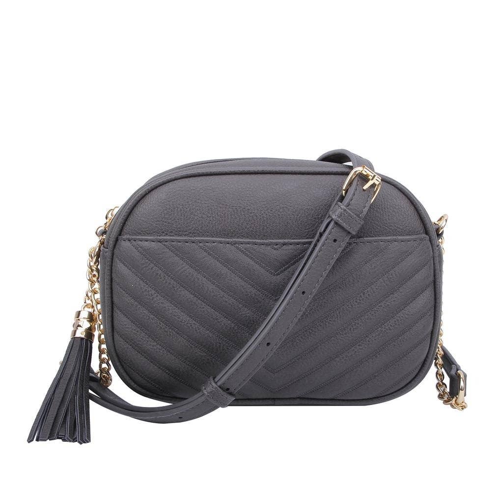 MiMi Wholesale - Vente Sac à bandoulière – femme - Sac à bandoulière Veronica à pompons cousus en V avec fermeture éclair25