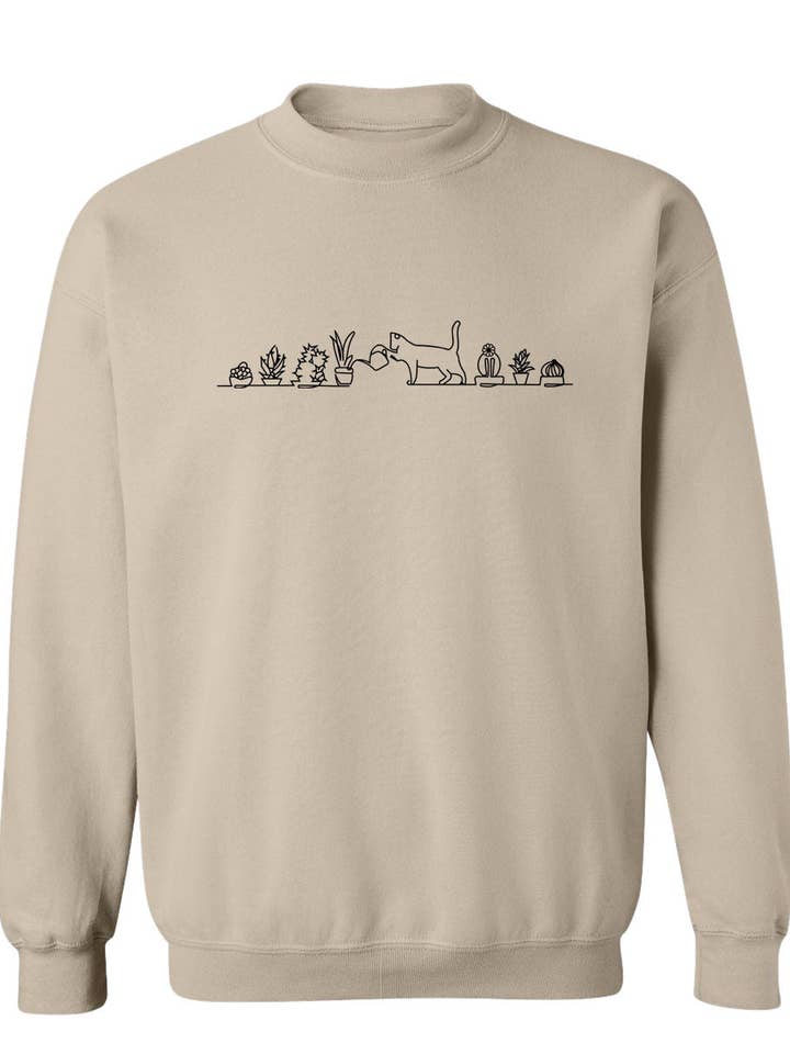 PIANTE DA IRRIGAZIONE PER GATTI - FELPA A GIROCOLLO DALLA VESTIBILITÀ COMODA, COLORE: SABBIA per la vendita all'ingrosso da parte di Cherry Chic Designs