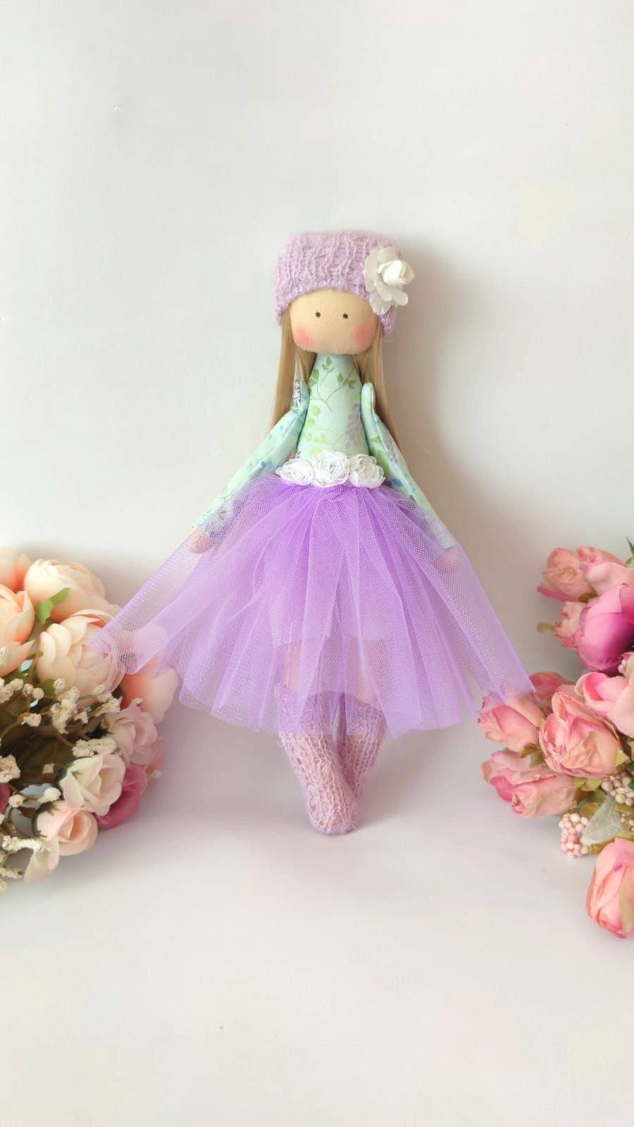 ChernikovaNataliya - Vente Poupée – enfant - Poupée en chiffon de ballerine lilas faite à la main, tissu6