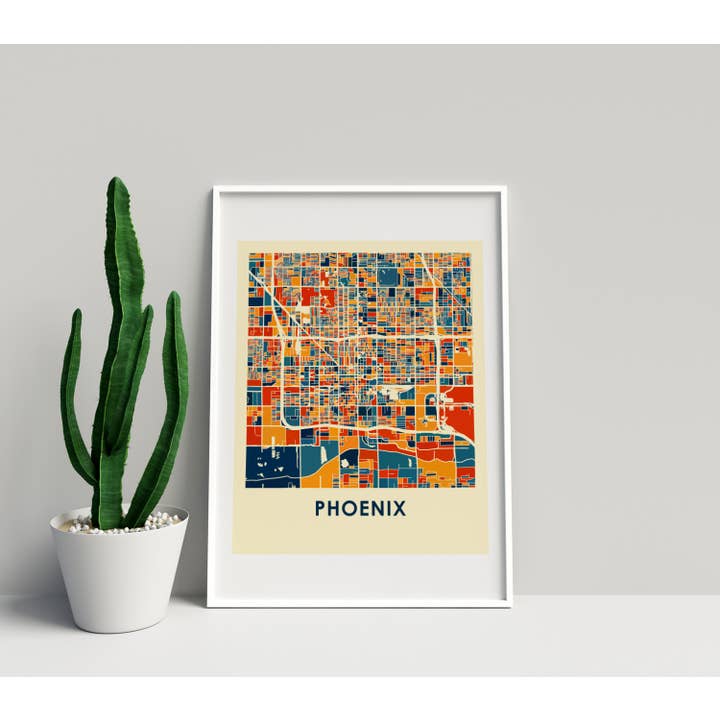 8" x 10" Prussian Phoenix Map Print - Chroma Style for wholesale by ILIKEMAPS