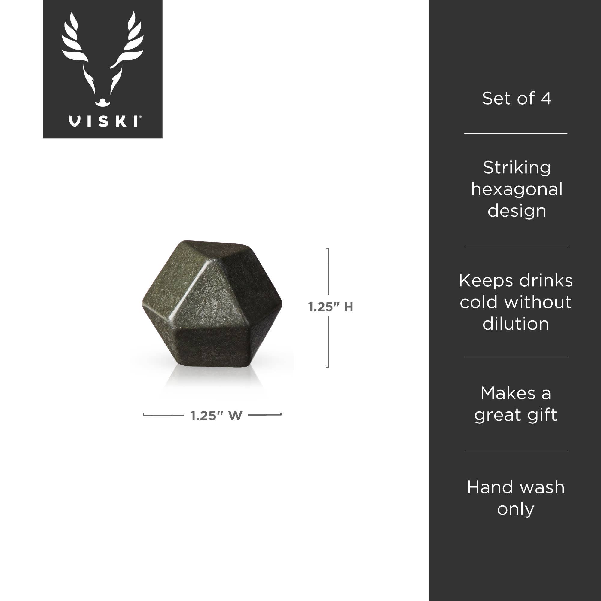Viski - Wholesale Drink Chilling Cubes - Glacier Rocks® Hexagonal Basalt Rock Ice Stones Set of 45